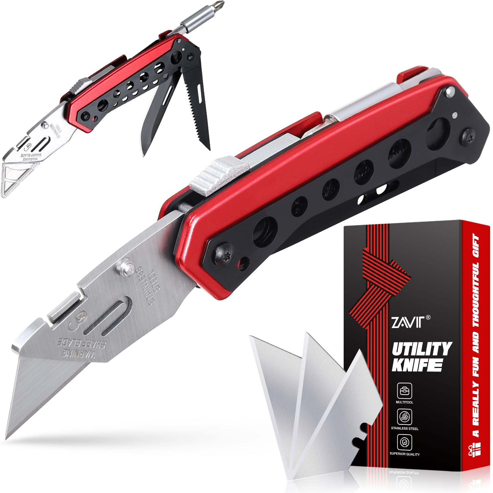 Utility Multitool Knife, Box Cutter, EDC, Work Folding